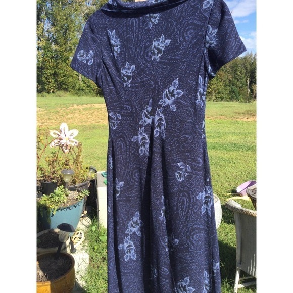 Talbots womens midi dress tie neck 8 blue floral chiffon wedding formal modest - Picture 8 of 15